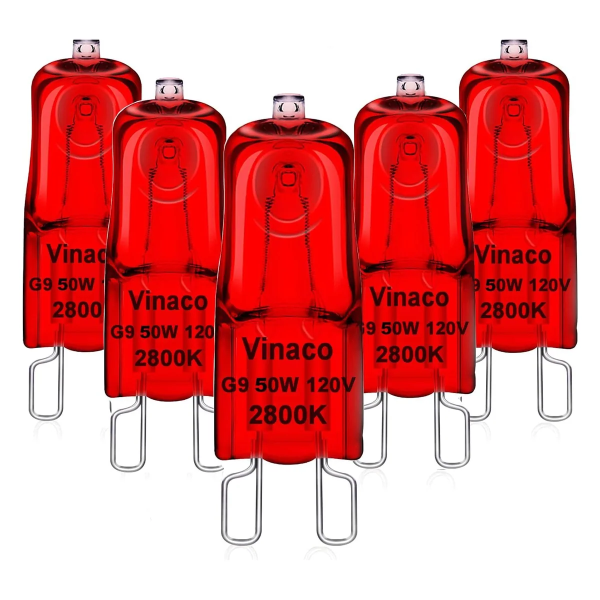 Vinaco G9 Red Halogen Heat Bulb, 50W 120V